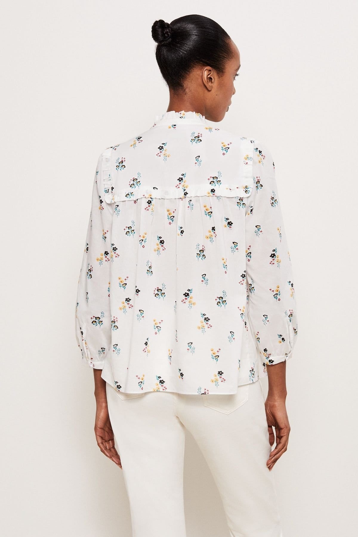 Hobbs London Hobbs London Women's York Mandarin Collar Floral Blouse in White - 4