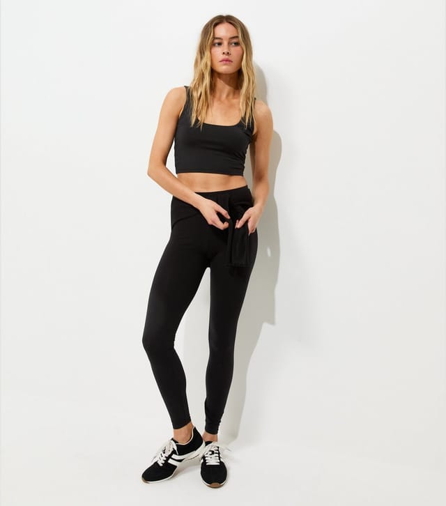 New Look Women's Black High Waist Stretch Cotton Leggings New Look - 2