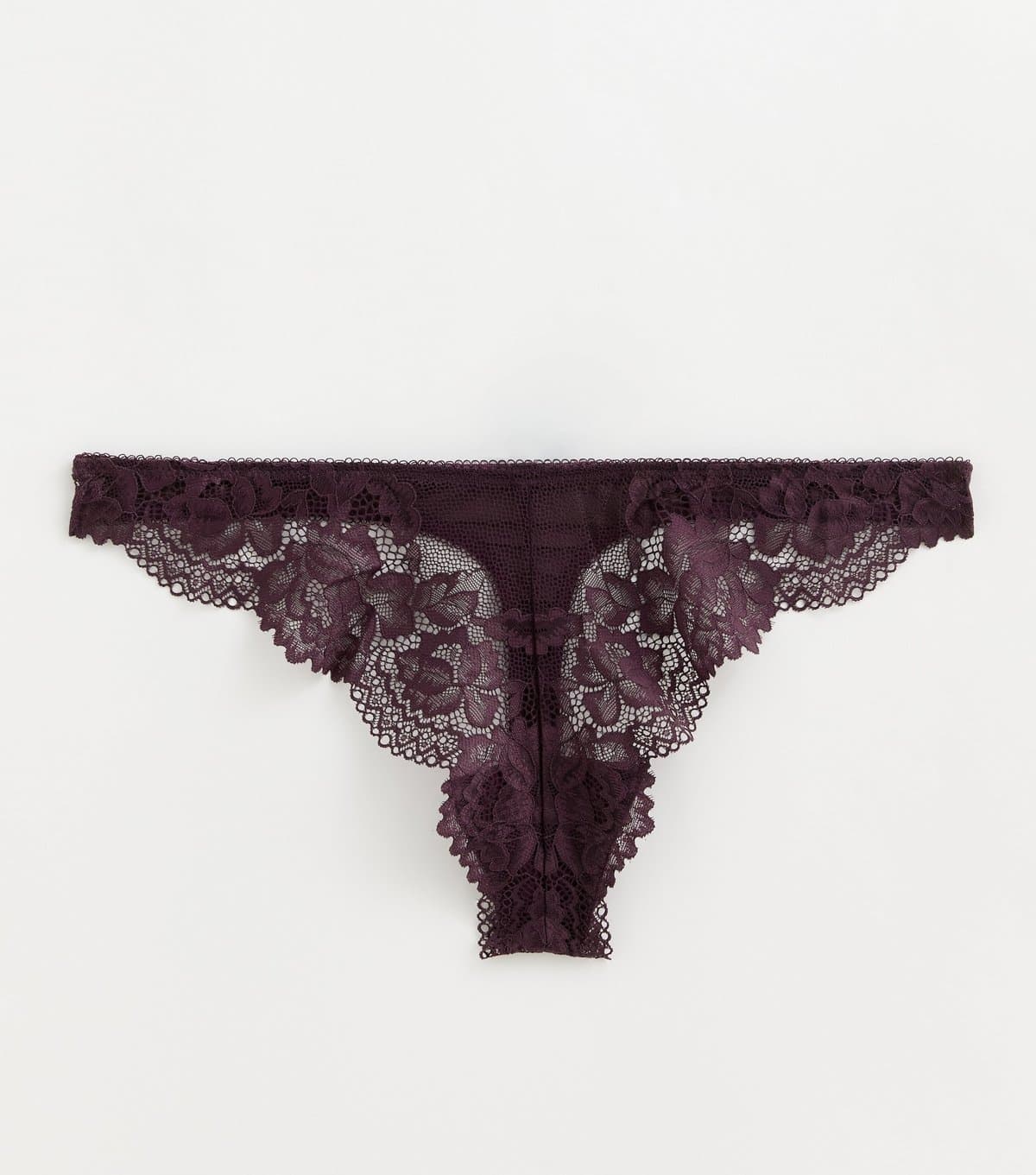 New Look Women's Dark Purple Lace Thong New Look
