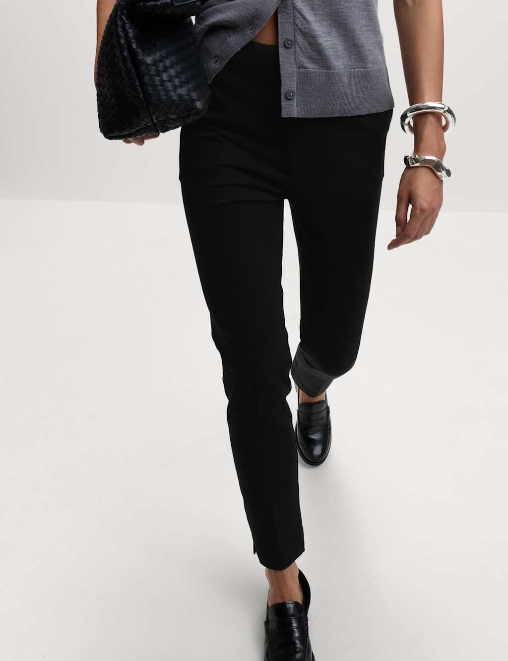 Marks & Spencer M&S Black Slim Fit Ankle Grazer Trousers