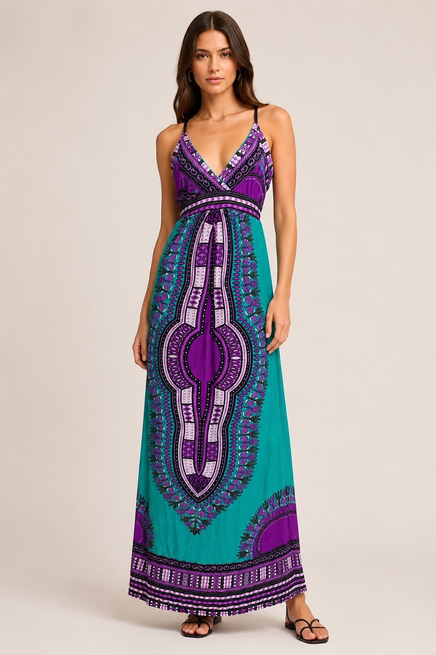 Cutie London Multicolor Printed Lace Back Maxi Dress