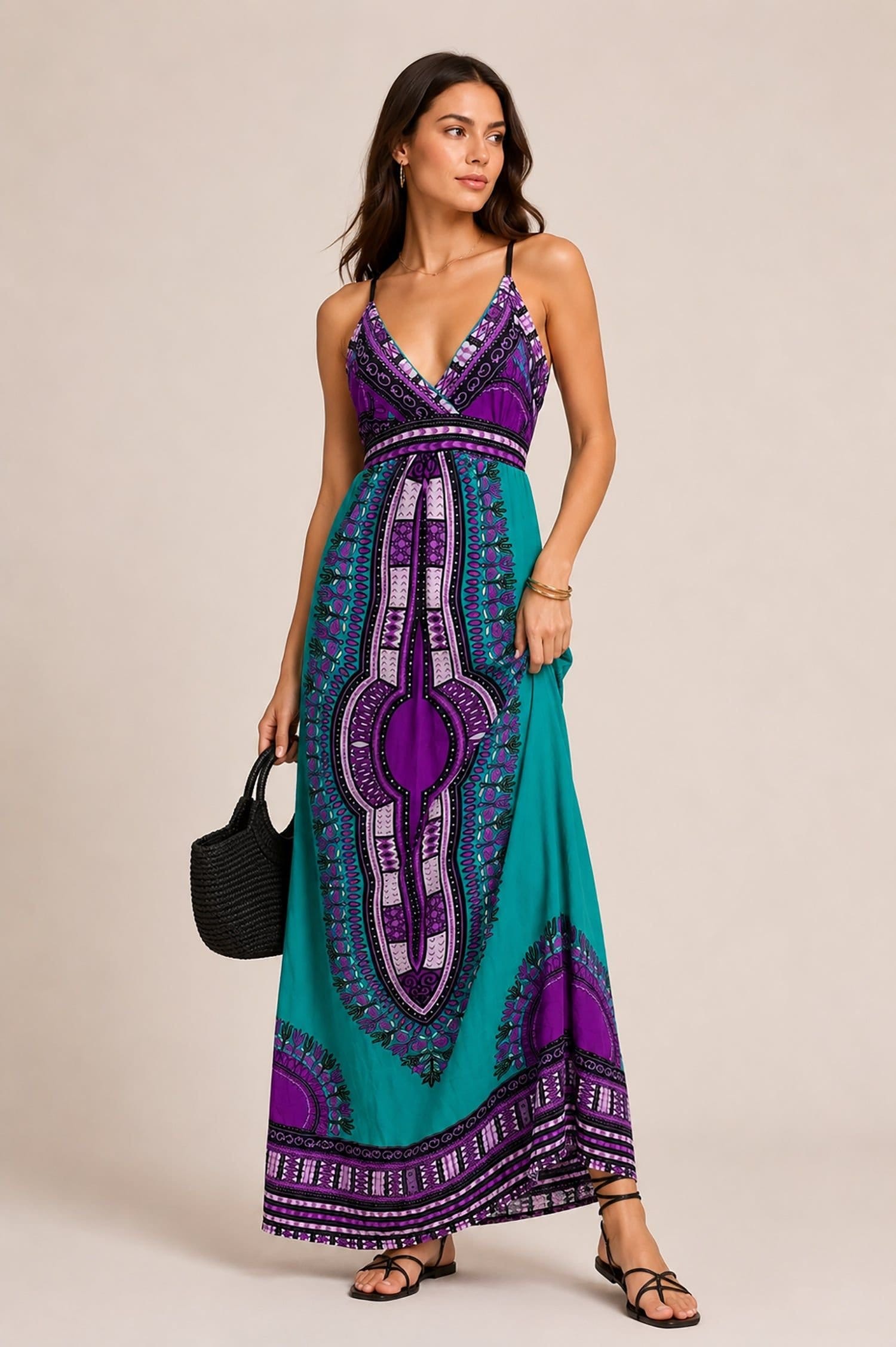 Cutie London Cutie London Women's Printed Lace Back Maxi Dress - 4