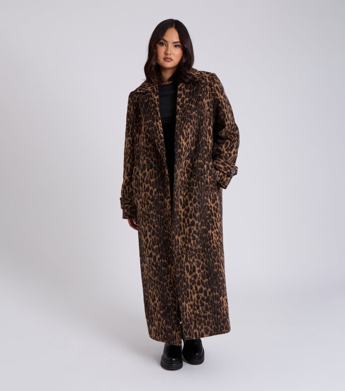 Urban Bliss Women's Brown Leopard Print Longline Coat Urban Bliss New Look