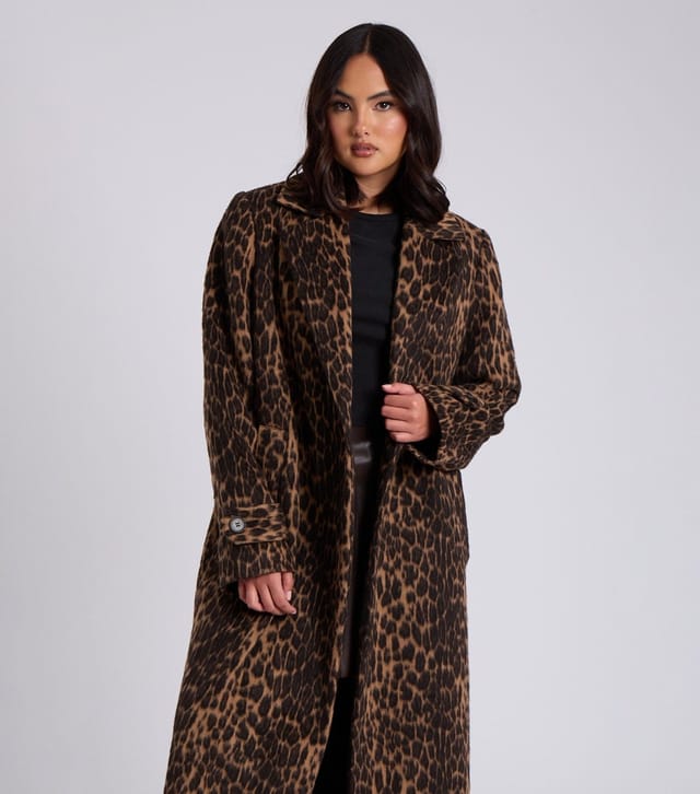 Urban Bliss Women's Brown Leopard Print Longline Coat Urban Bliss New Look - 3