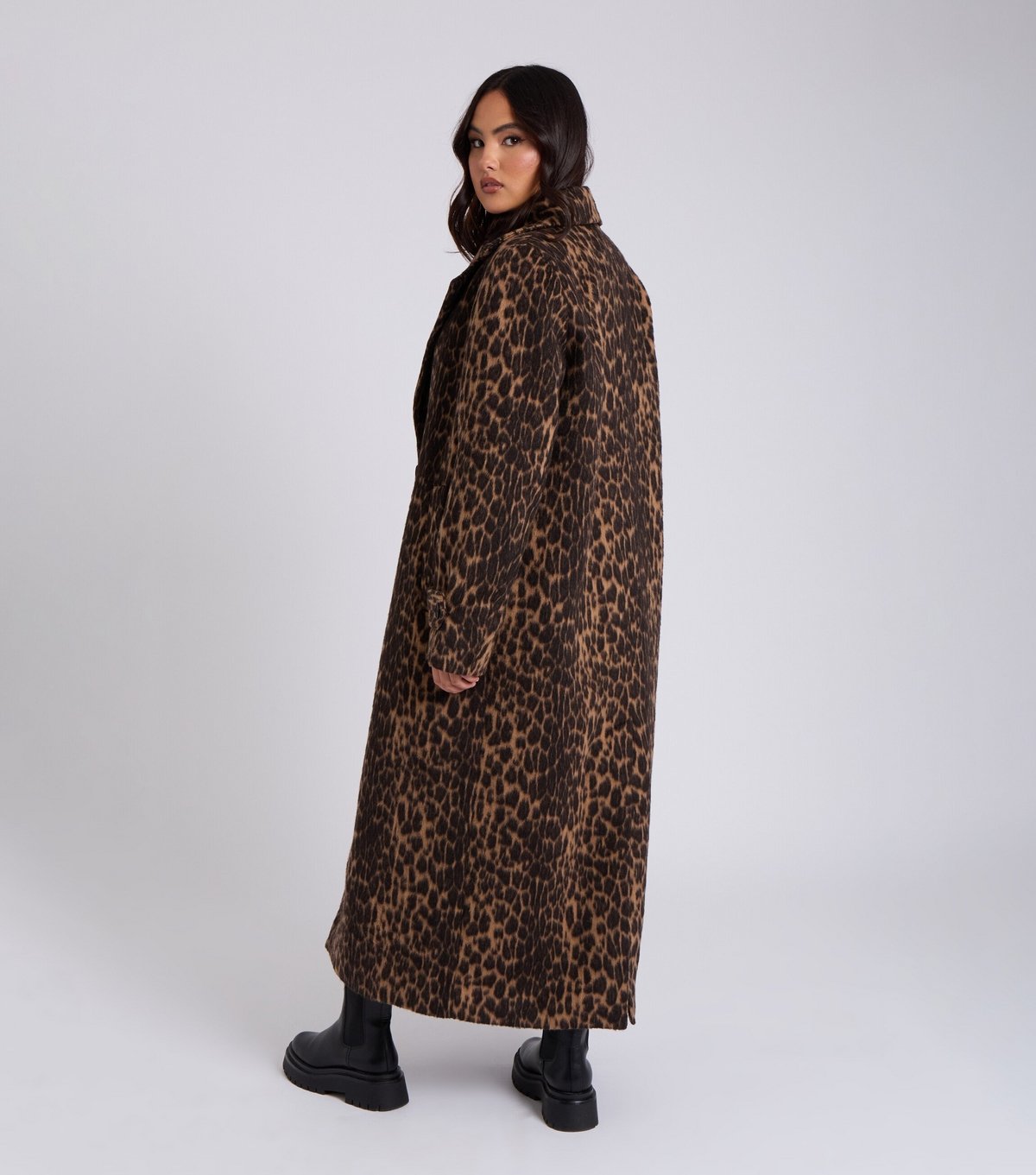 Urban Bliss Women's Brown Leopard Print Longline Coat Urban Bliss New Look - 4
