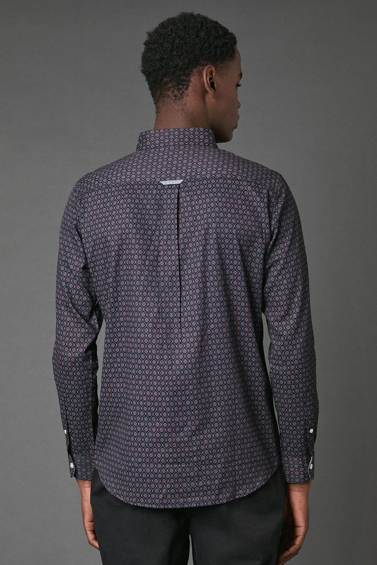 Maine Maine Men's Tile Print Long Sleeve Shirt in Pink - 3