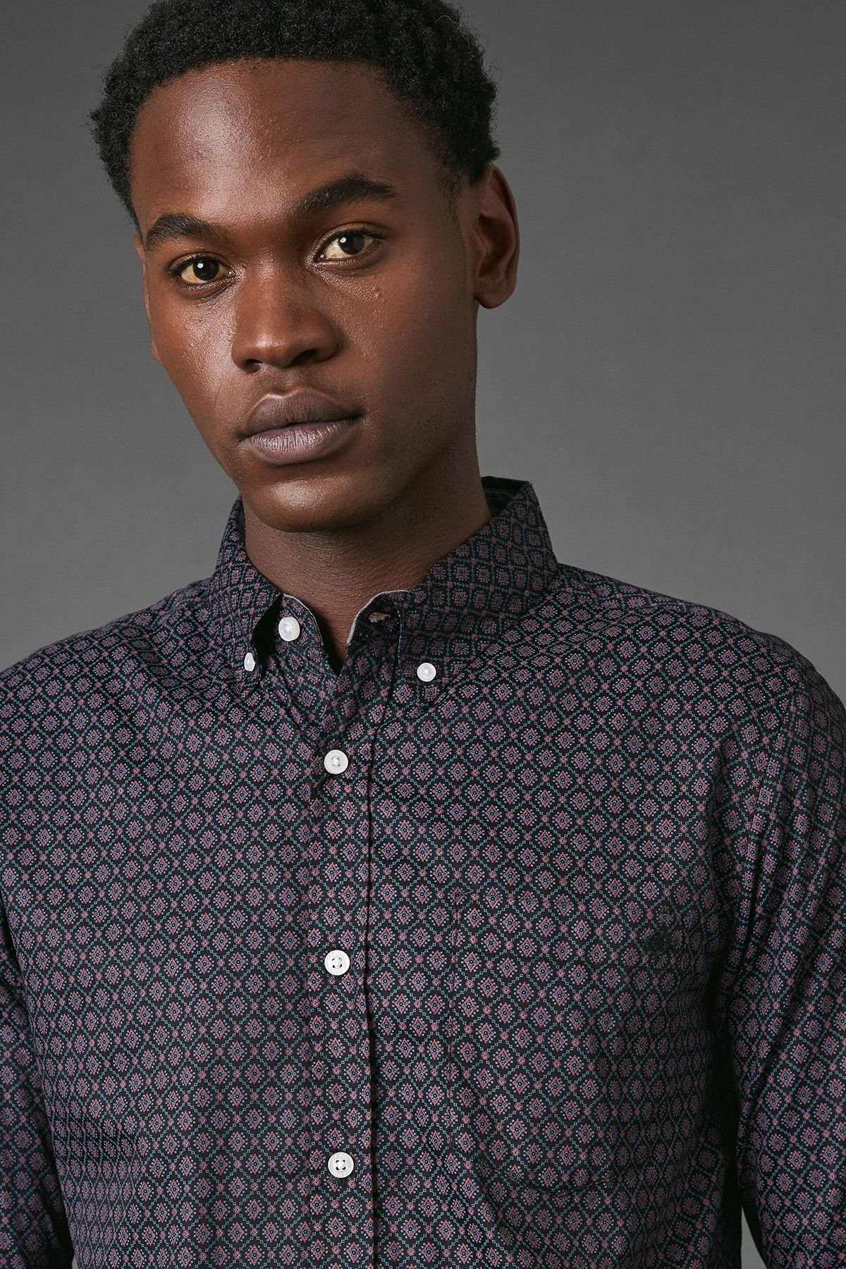 Maine Maine Men's Tile Print Long Sleeve Shirt in Pink - 4