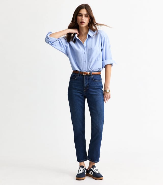New Look Women's Blue Hannah Ankle Grazer Straight Leg Jeans New Look - 2