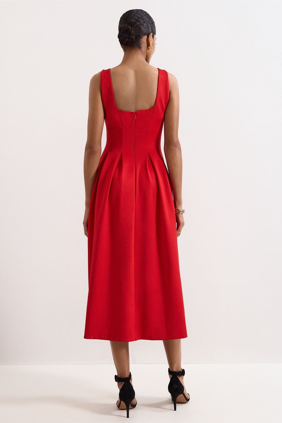 Phase Eight Phase Eight Women's Katie Square-Neck Midi Dress in Scarlet - 4