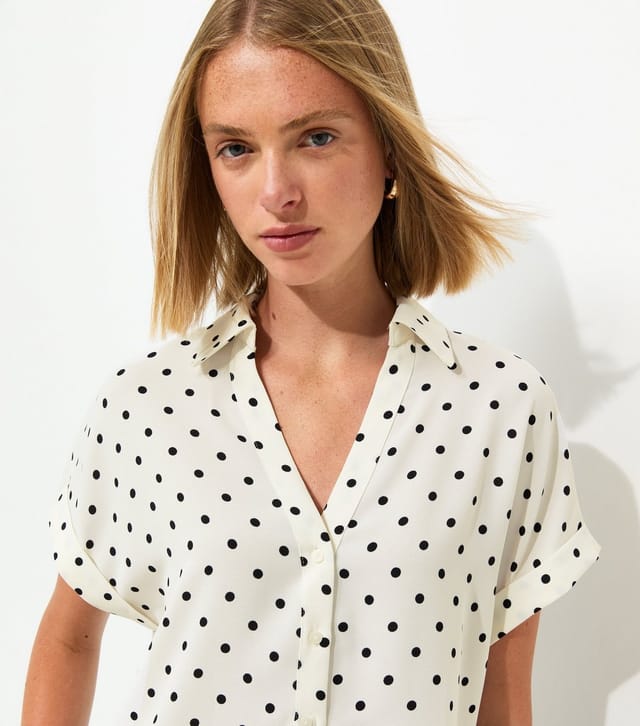 New Look Women's White Polka Dot Short Sleeve Shirt New Look - 3