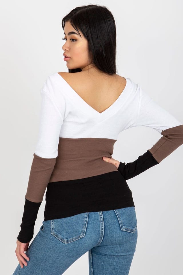 Love Lace Love Lace Women's Ribbed Heart Neck Long Sleeve Blouse in Black - 3