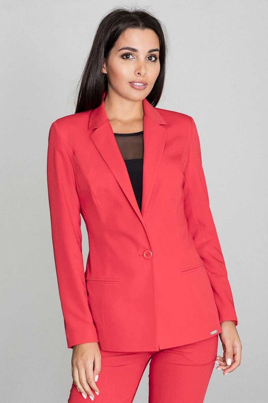 Love Lace Love Lace Women's Long Loose Button Up Jacket with Pockets in Red