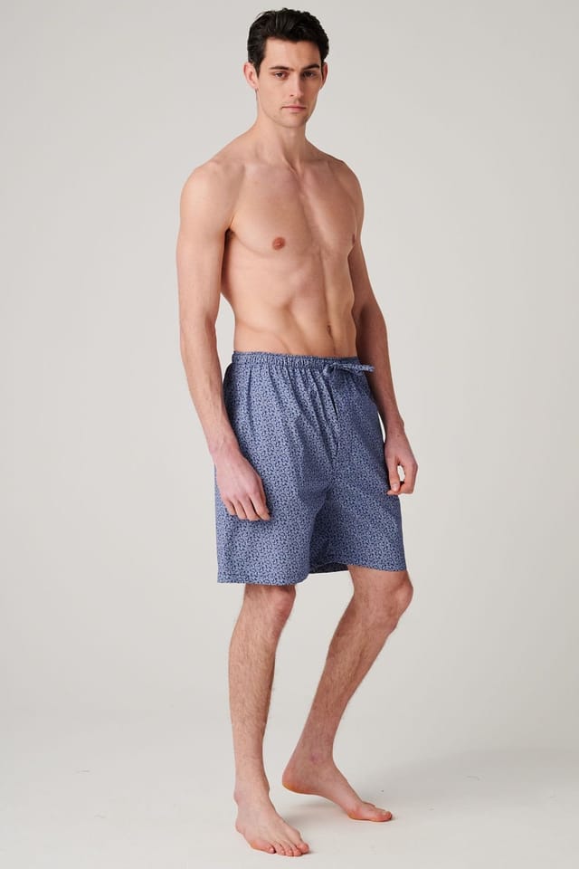 British Boxers British Boxers Men's "Navy Paisley" Crisp Cotton Sleep Shorts in Dark Navy - 2