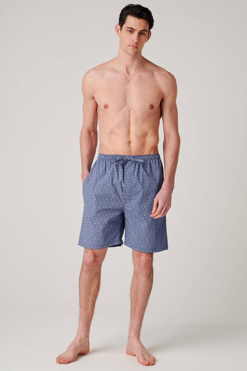 British Boxers British Boxers Men's "Navy Paisley" Crisp Cotton Sleep Shorts in Dark Navy - 3