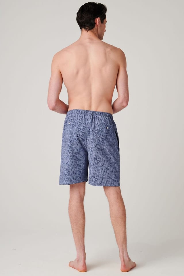 British Boxers British Boxers Men's "Navy Paisley" Crisp Cotton Sleep Shorts in Dark Navy - 3
