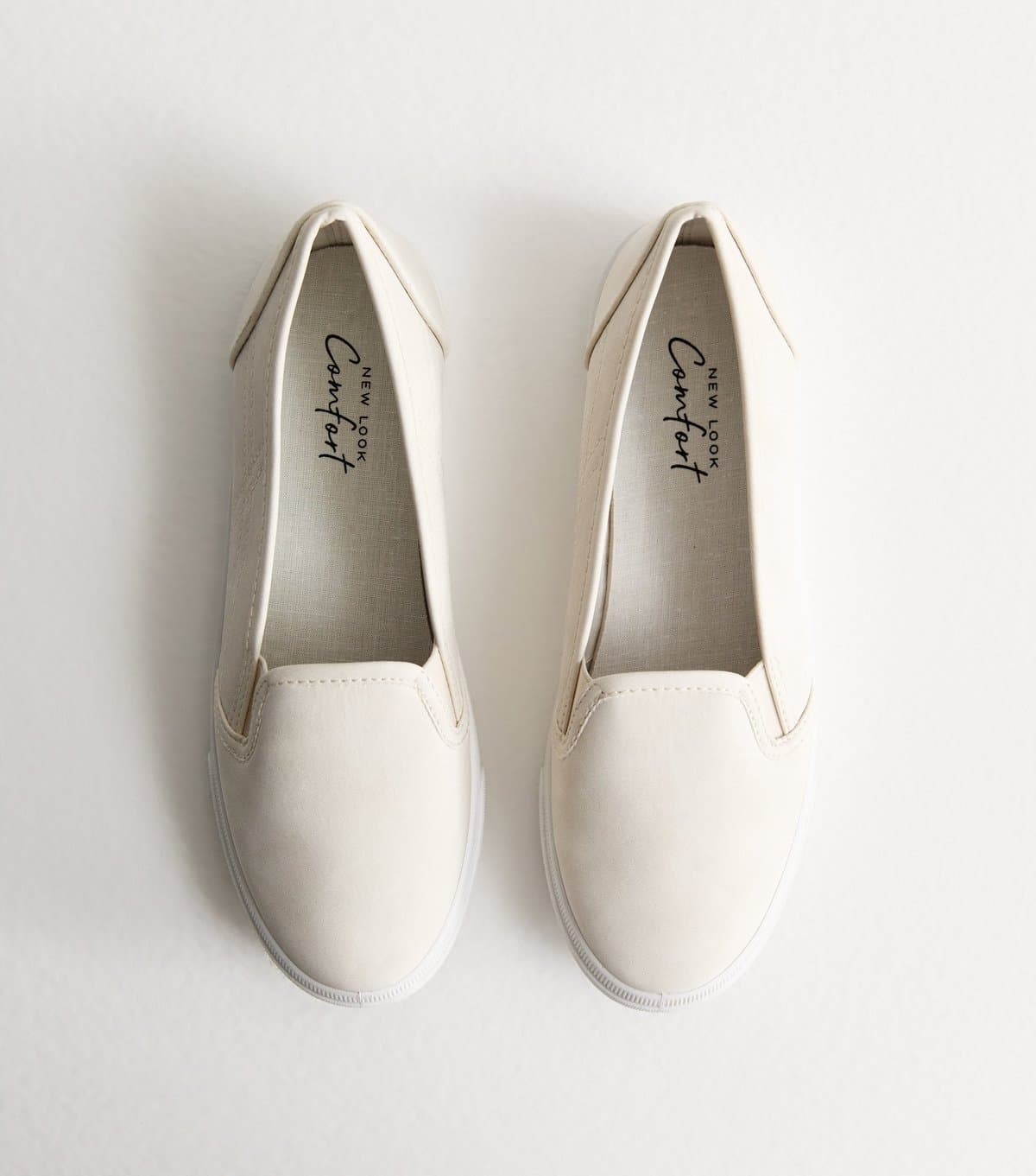 New Look New Look Off White Suedette Slip-On Trainers