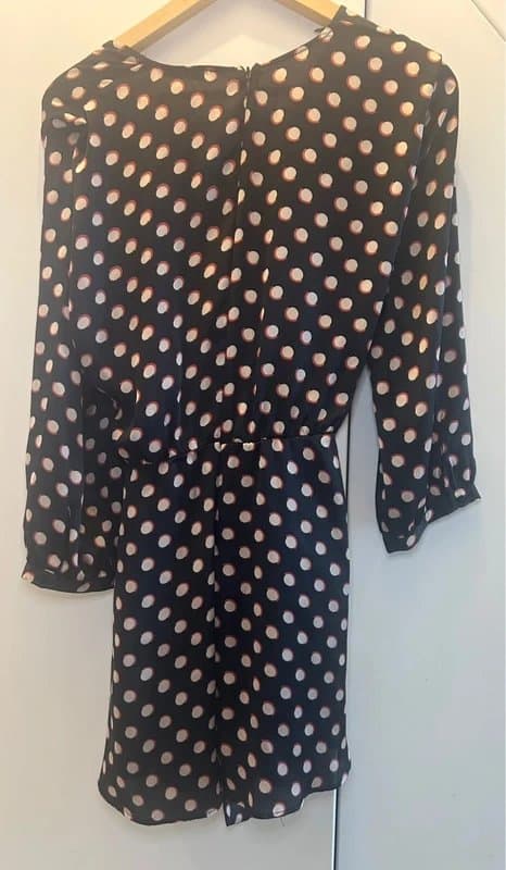 Zara Black Polka Dot Playsuit – Size 10 – Long Sleeve
