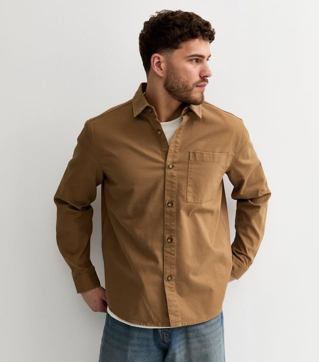 New Look Men's Brown Oversized Cotton Twill Overshirt New Look - 3