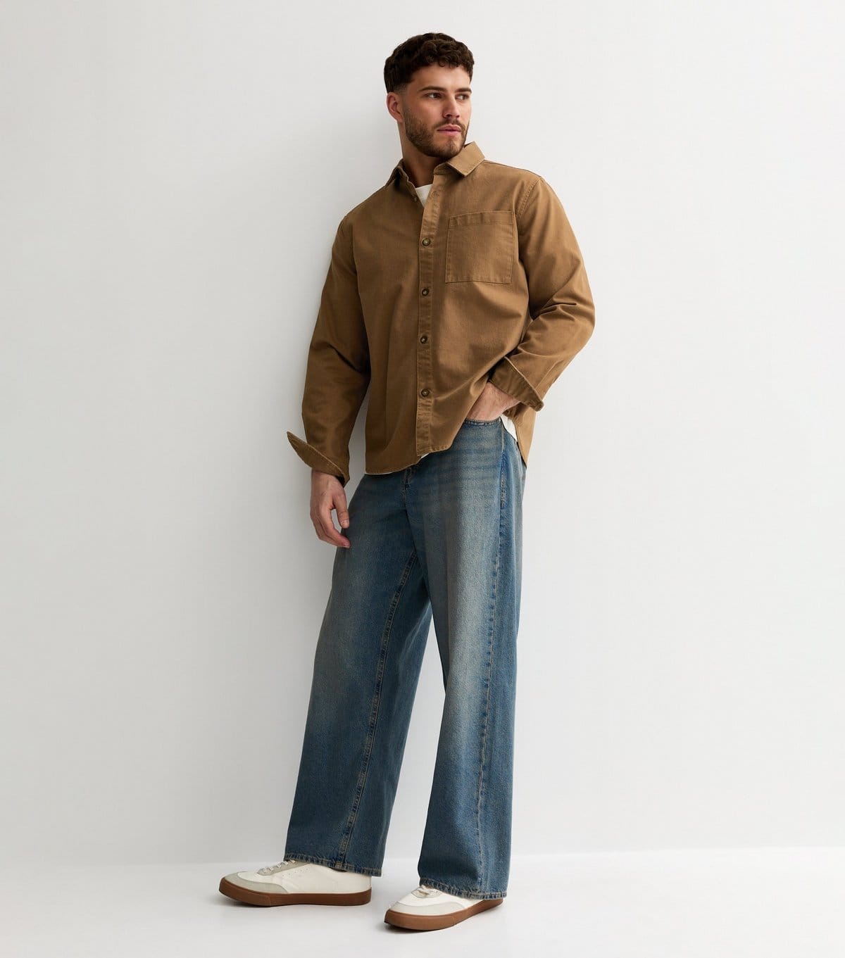 New Look Men's Brown Oversized Cotton Twill Overshirt New Look - 4