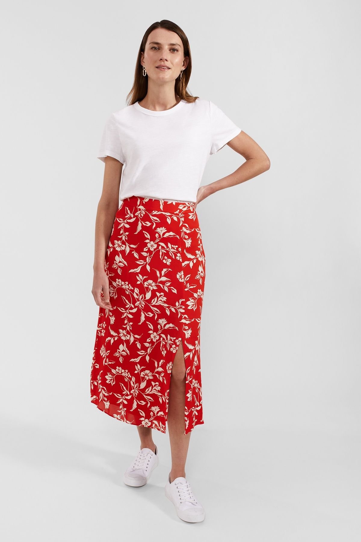 Hobbs London Hobbs London Women's Eloise Floral Midi Skirt in Red - 3