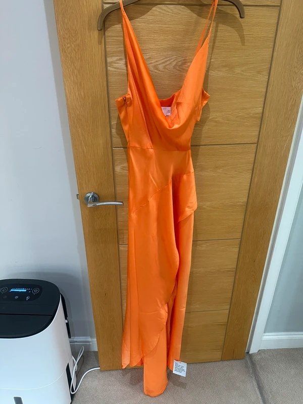 ASOS ASOS Orange Satin Cowl Neck Strappy Cut Out Midaxi Summer Dress - UK 8 - BNWT! - 1