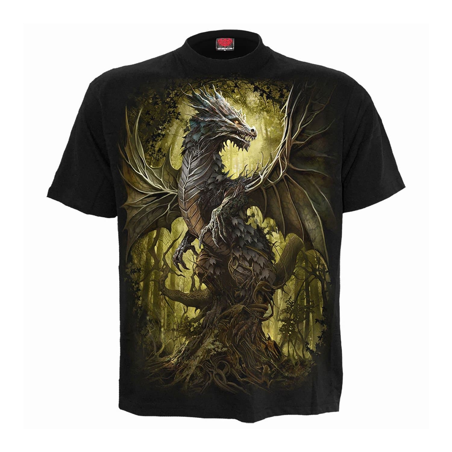 Spiral Direct Spiral Direct Men's Oak Dragon Back Print T-Shirt in Black