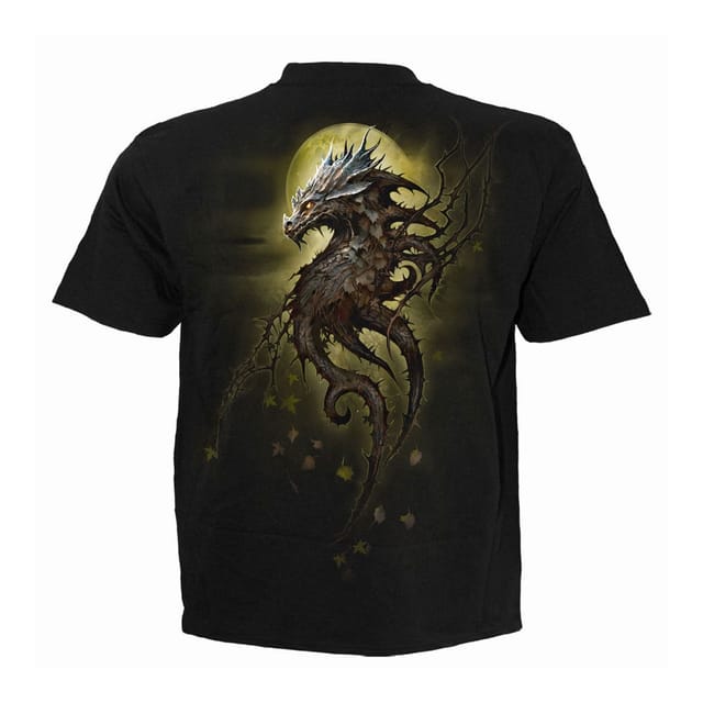 Spiral Direct Spiral Direct Men's Oak Dragon Back Print T-Shirt in Black - 2