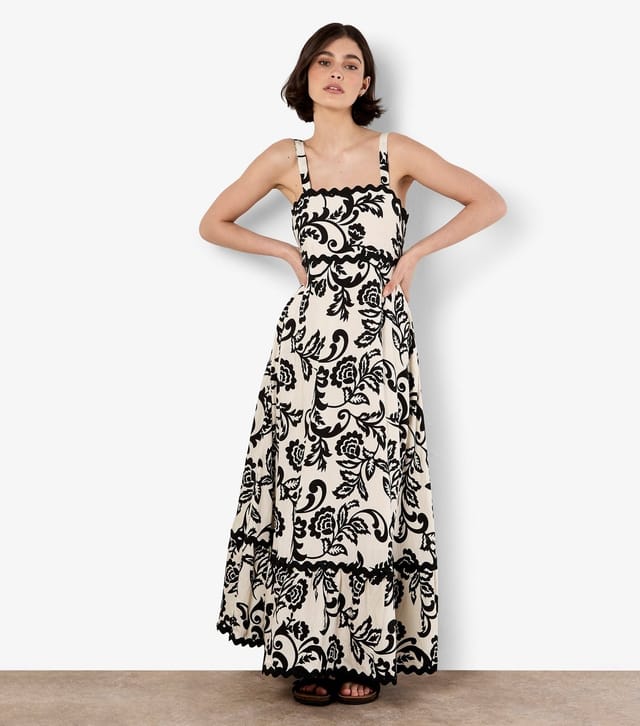 Apricot Women's Cream Floral Square Neck Maxi Dress Apricot New Look - 2