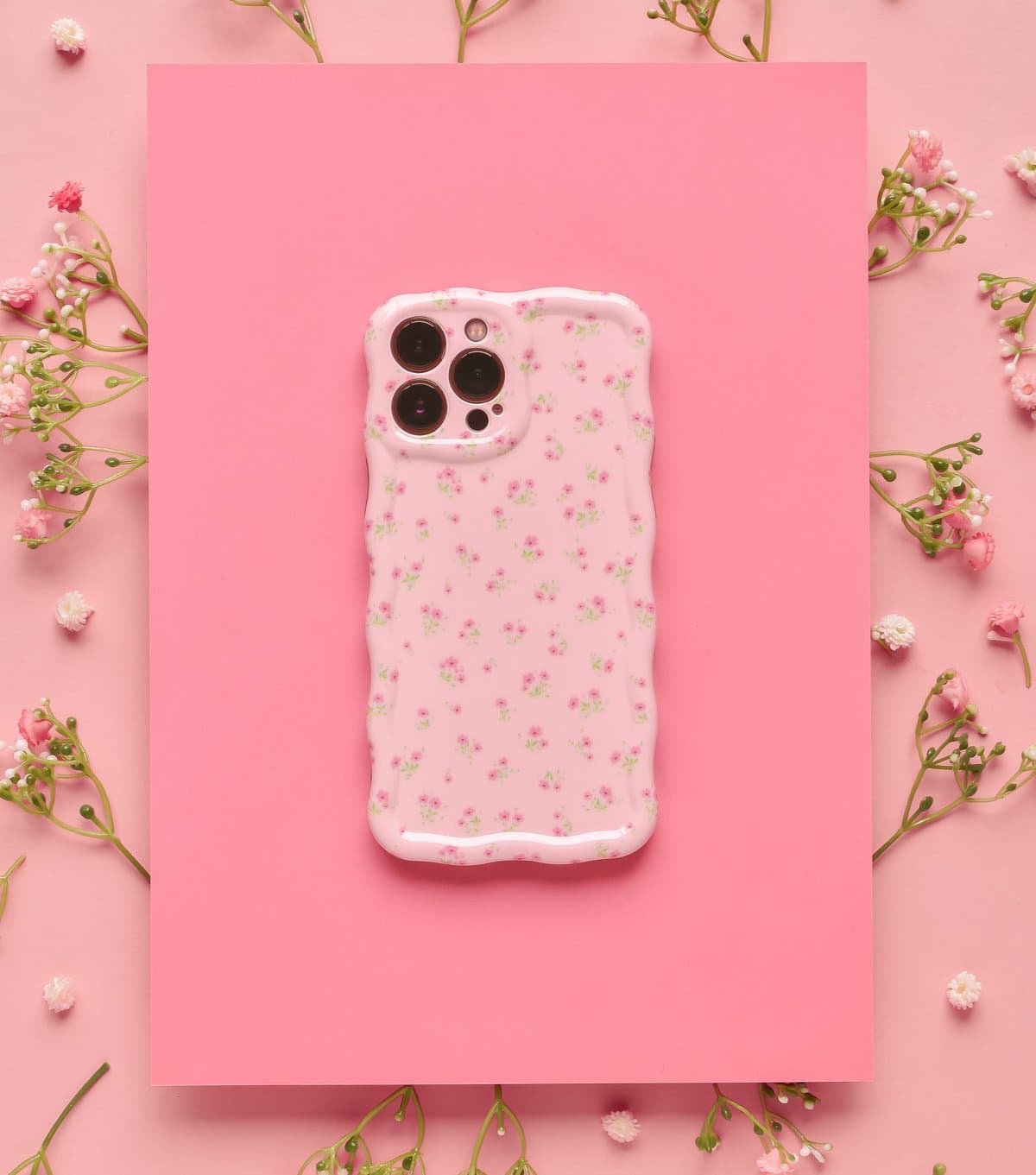 Coconut Lane Light Pink Ditsy Floral Wavy Phone Case Coconut Lane New Look