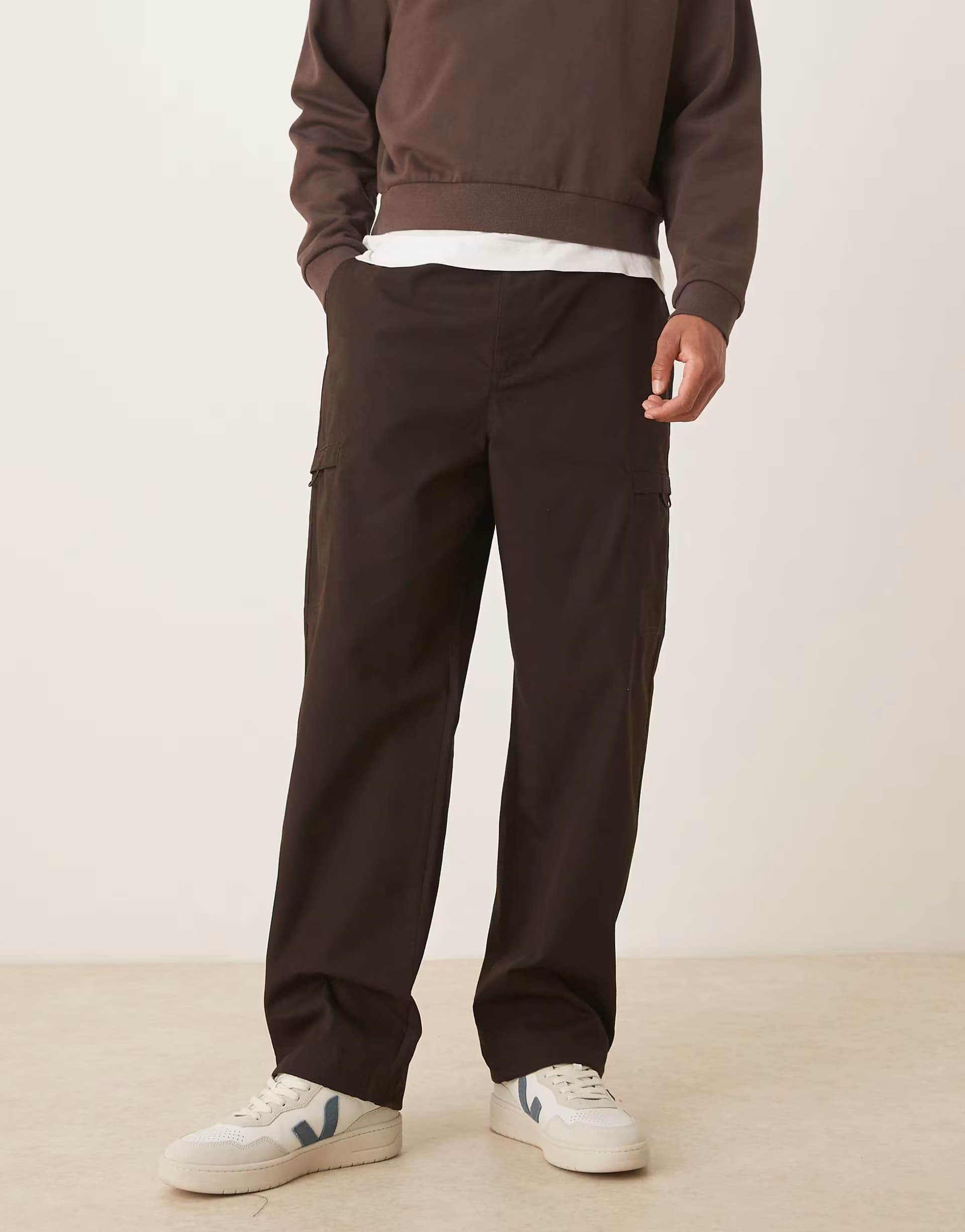 ASOS ARKET minimal cargo trousers in brown