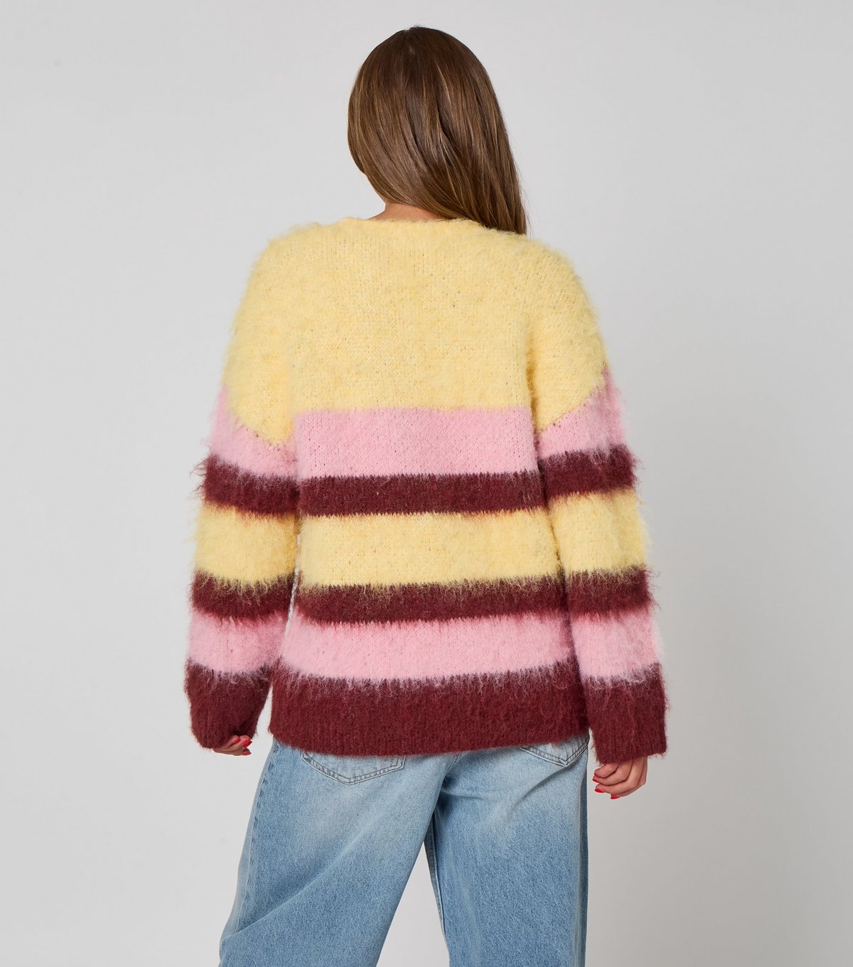 Urban Bliss Women's Light Yellow Fluffy Striped Jumper Urban Bliss New Look - 4