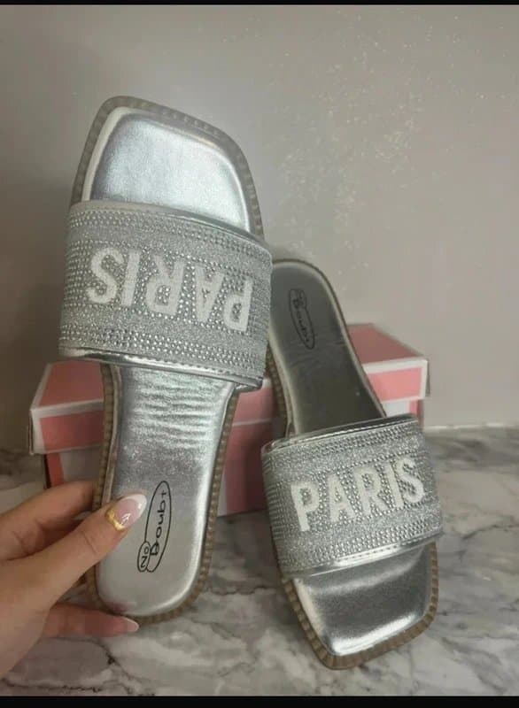 No Doubt Envy Shoes No Doubt Silver Paris Crystal Sparkle Summer Sandals Sliders Size 6