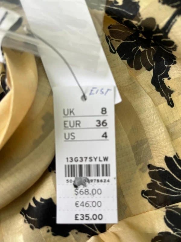 Topshop Topshop Blouse Top Shirt Size 8 Gold Mix Floral Women's Button NEW EU36 RRP £35