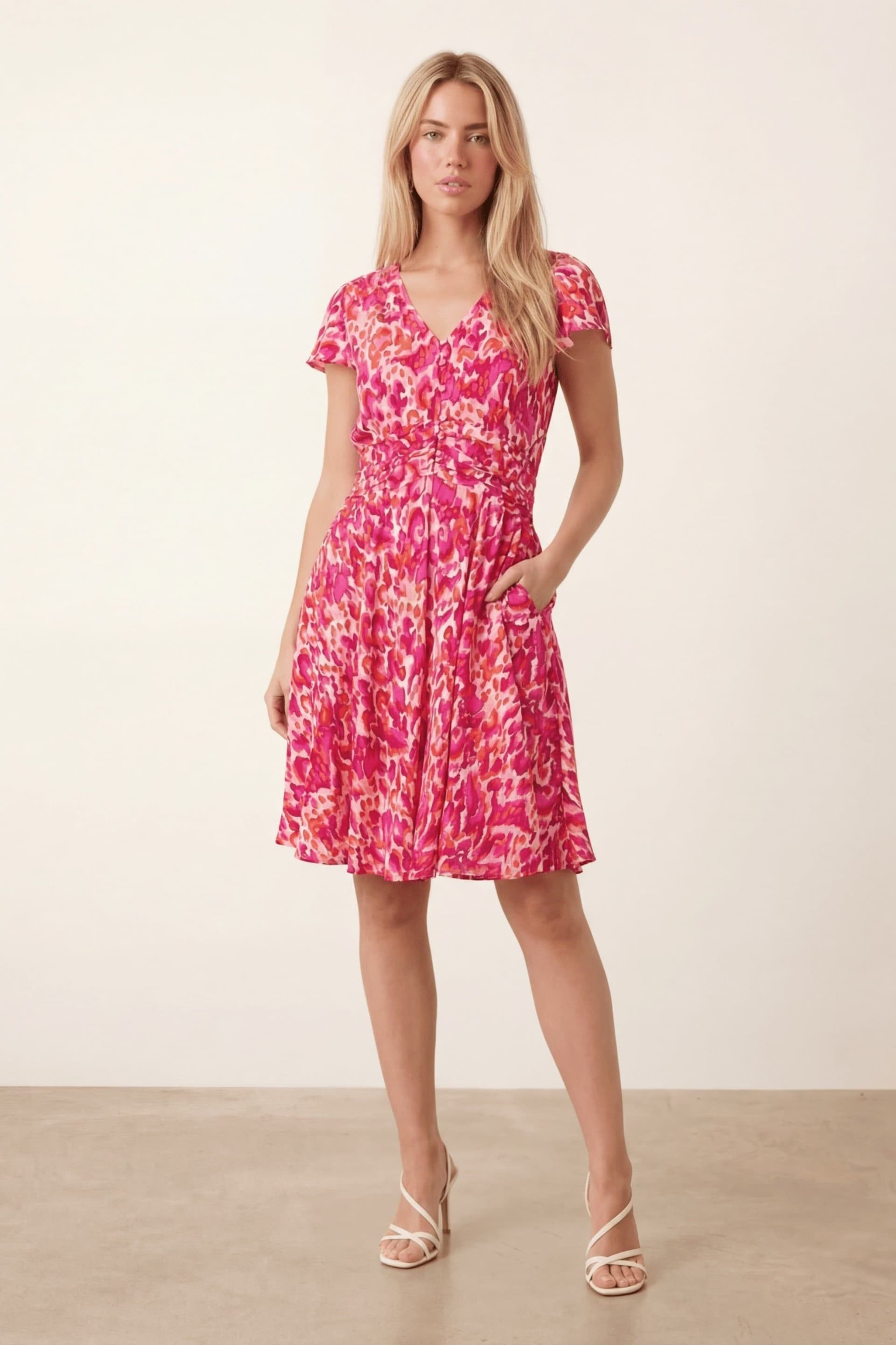 Style Cheat Style Cheat Women's Pink flute sleeve Mini Dress with pockets