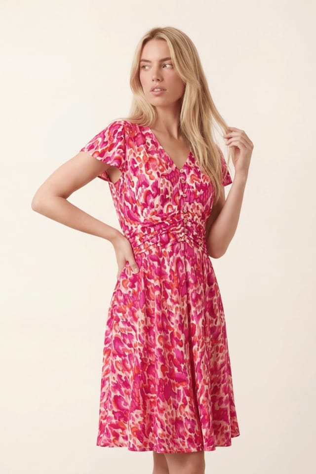 Style Cheat Style Cheat Women's Pink flute sleeve Mini Dress with pockets - 2