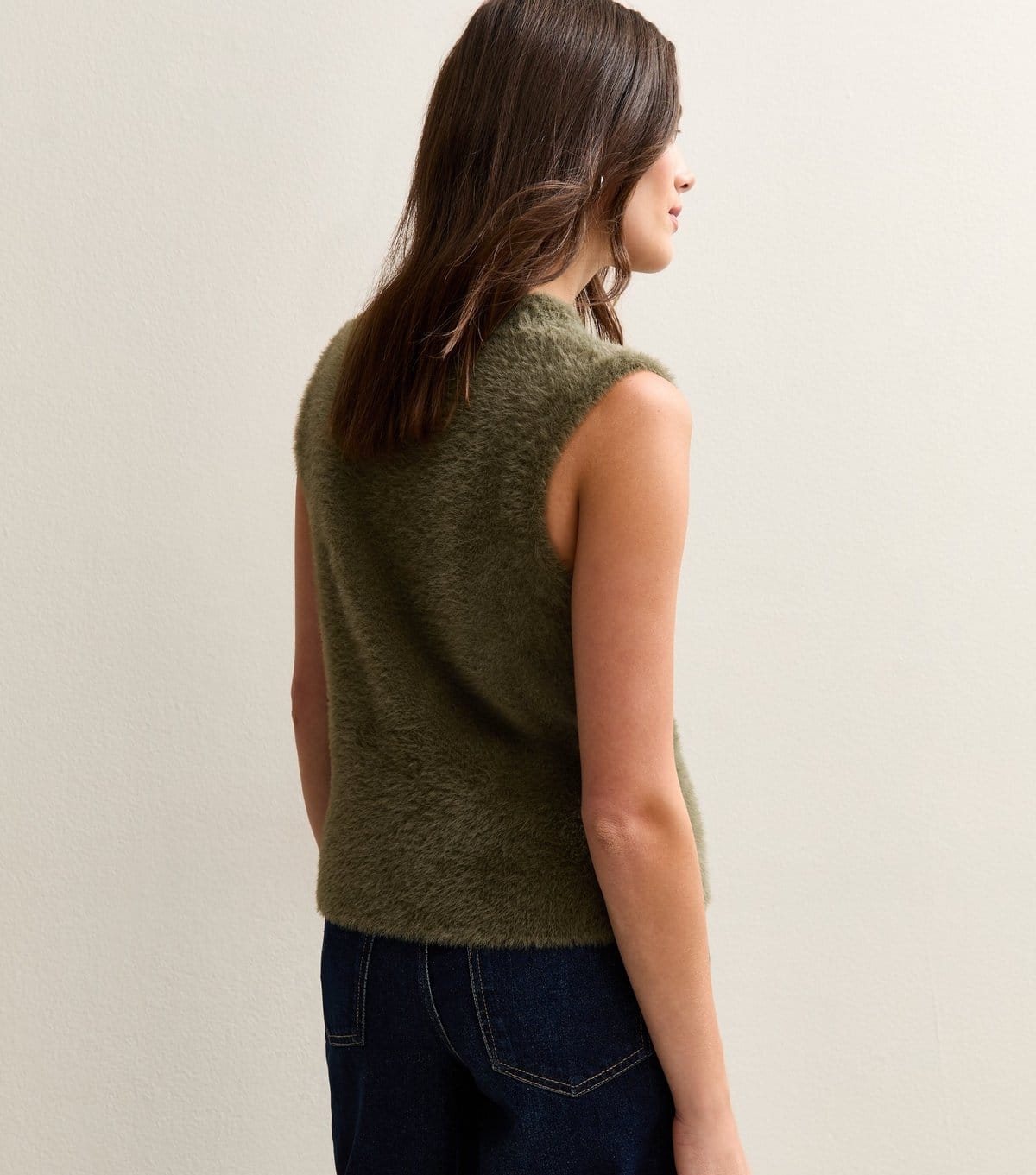 New Look Women's Khaki Fluffy Knit Tank Top New Look - 4