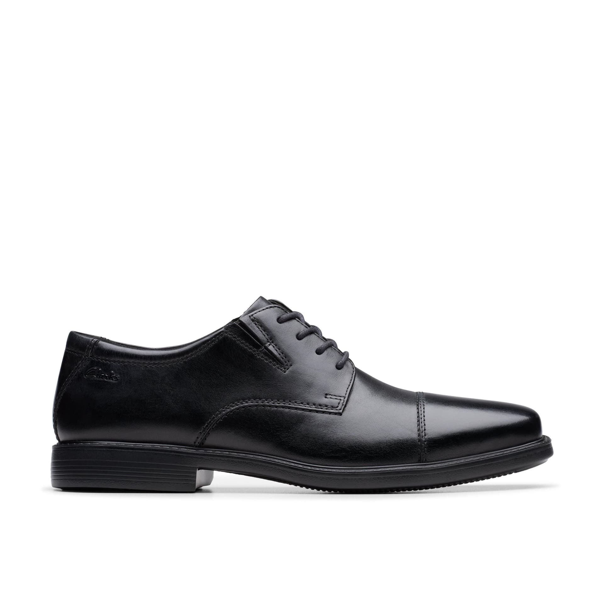 Clarks Clarks Men's Cosgrove Cap Black Leather Derby Shoes