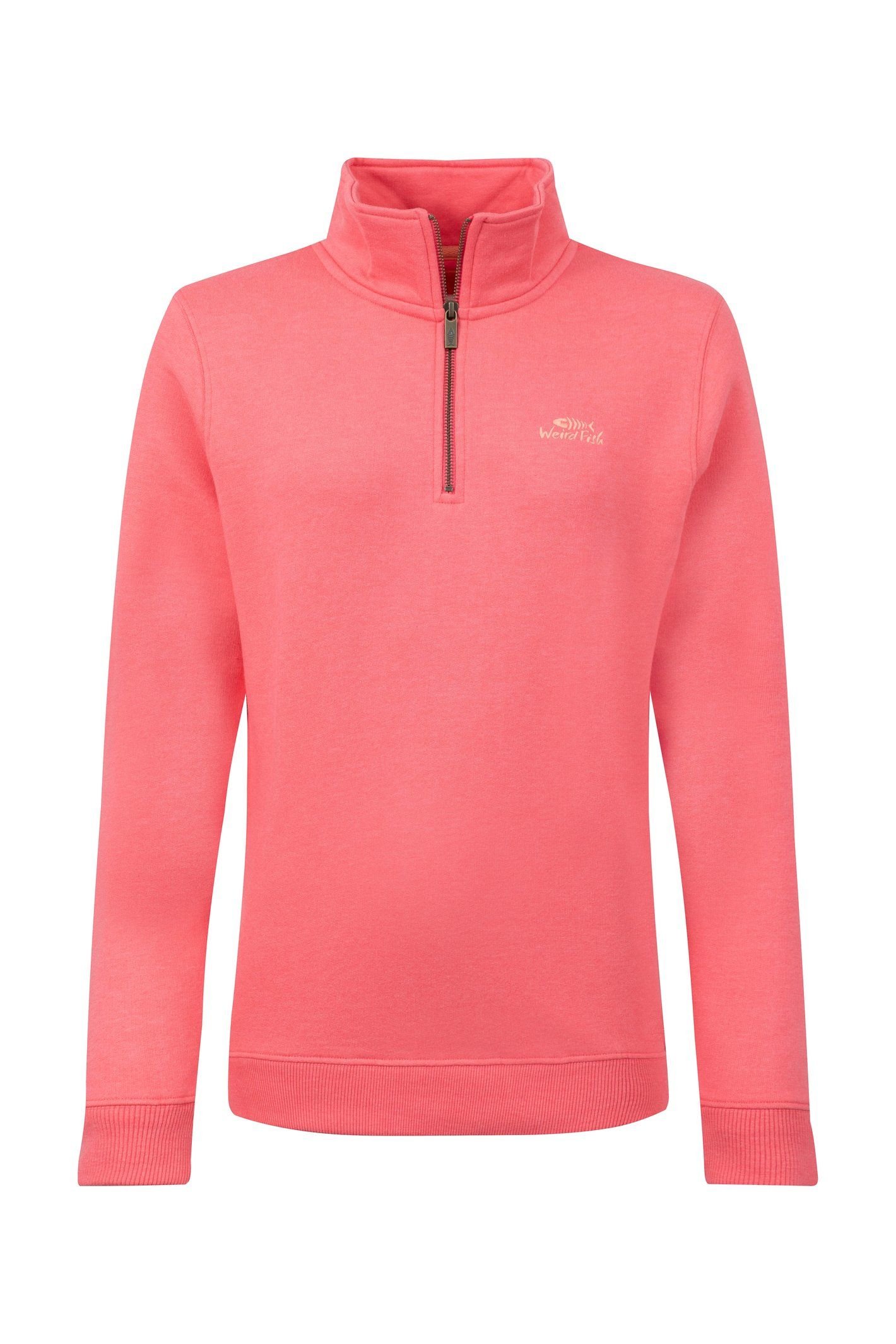 Weird Fish Weird Fish Women's Avery 1/4 Zip Sweatshirt in Coral - 2