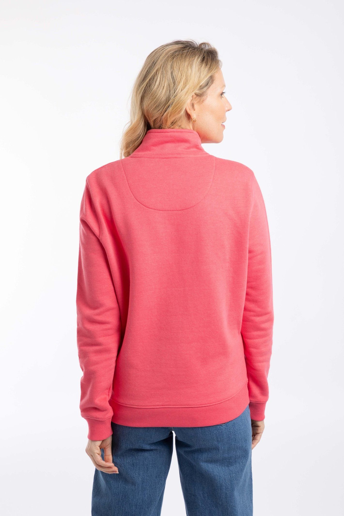 Weird Fish Weird Fish Women's Avery 1/4 Zip Sweatshirt in Coral - 3