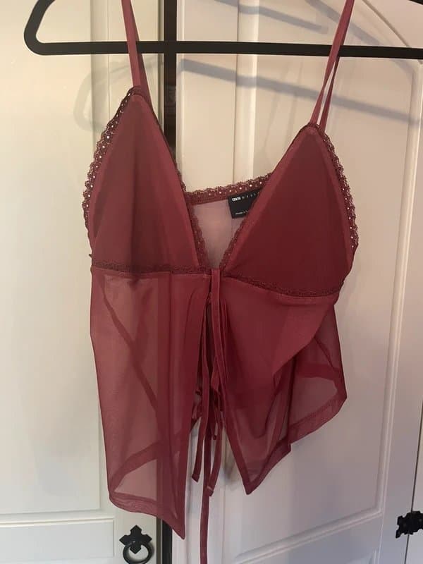 ASOS ASOS design Red mesh top
