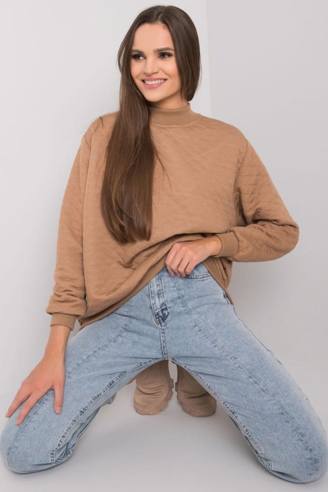 Love Lace Love Lace Women's Long Sleeve Quilted Pullover Sweatshirt in Brown - 2