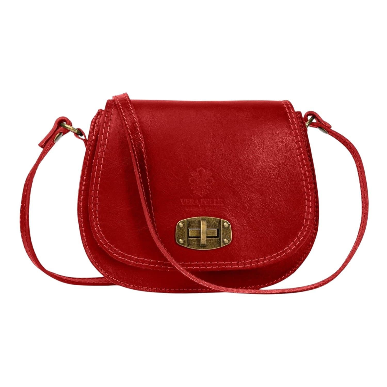 Woodland Leathers Woodland Leathers Women's Women's Italian Leather Crossbody Bag in Red
