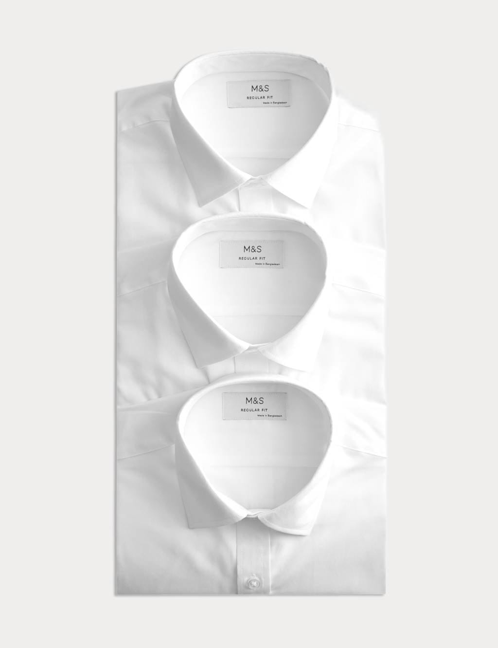 M&S White Regular Fit Short Sleeve Shirts 3 Pack