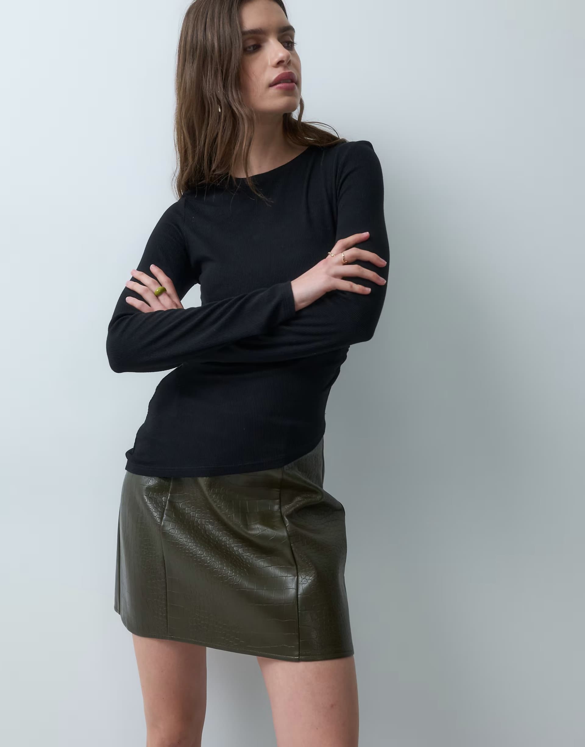 ASOS ASOS DESIGN Tailored mini tulip skirt in olive croc