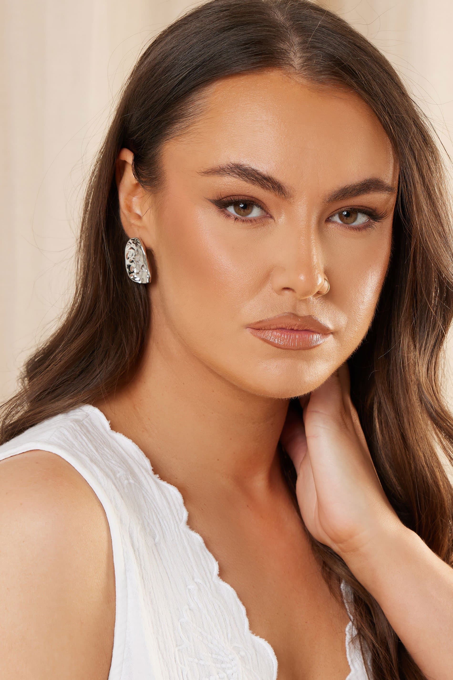 Yours Silver Tone Textured Stud Earrings