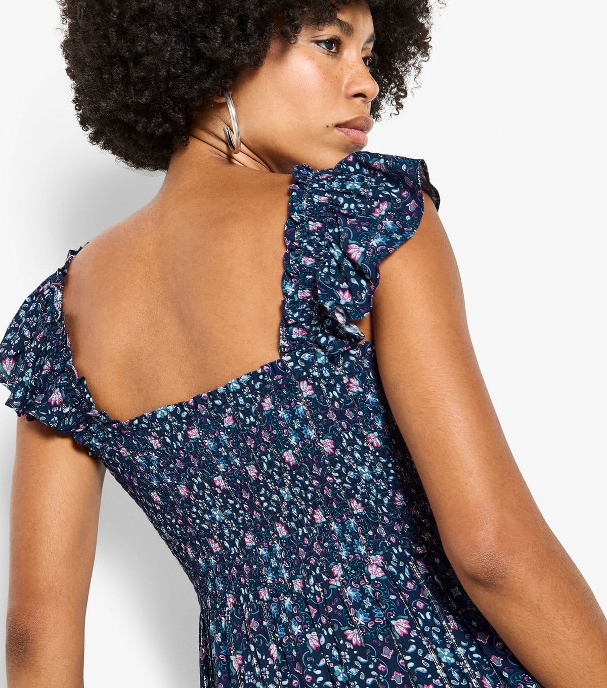 Apricot Women's Blue Floral Ruffled Strap Midi Dress Apricot New Look - 4