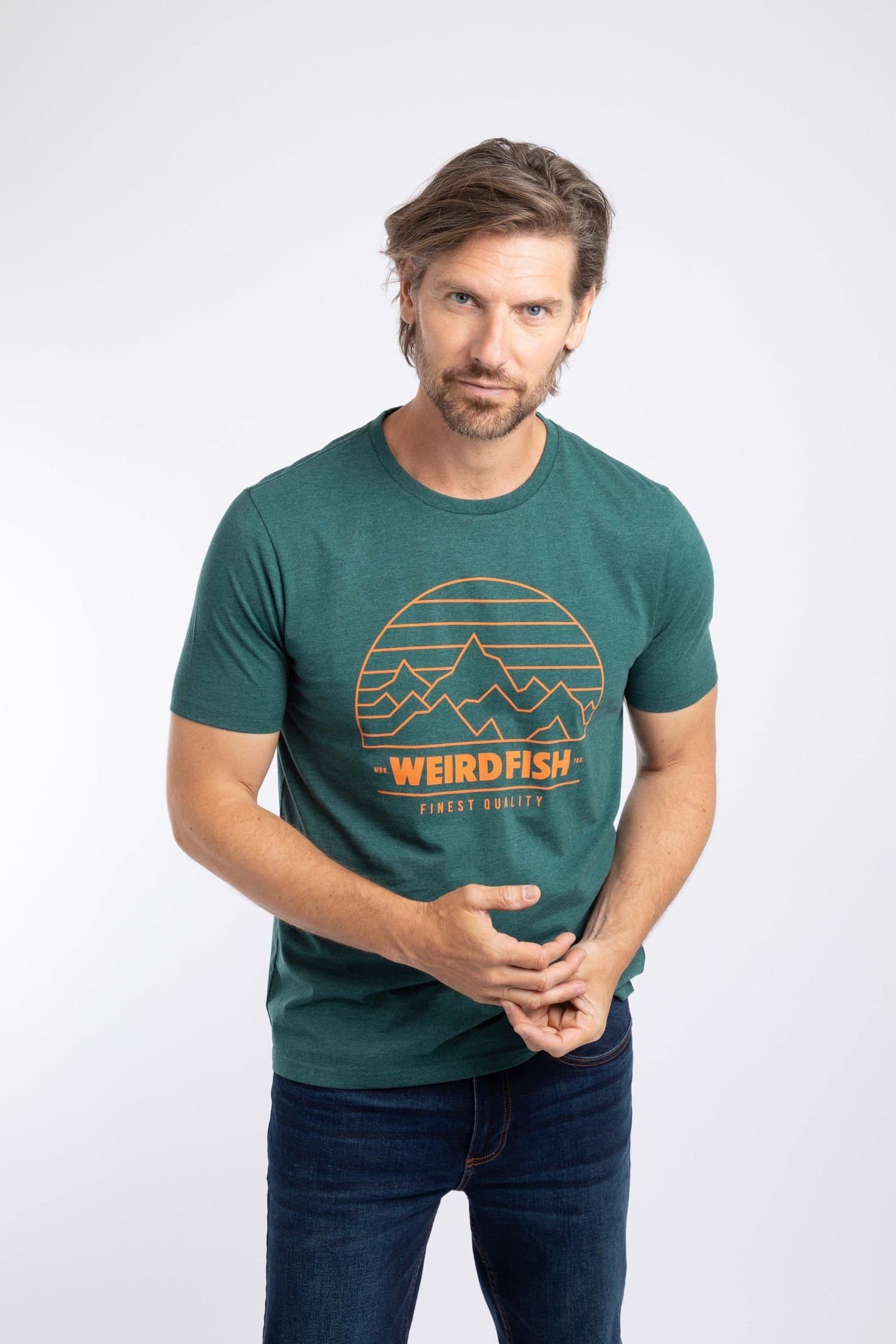 Weird Fish Weird Fish Men's Off Grid Front Print Graphic T-Shirt in Teal