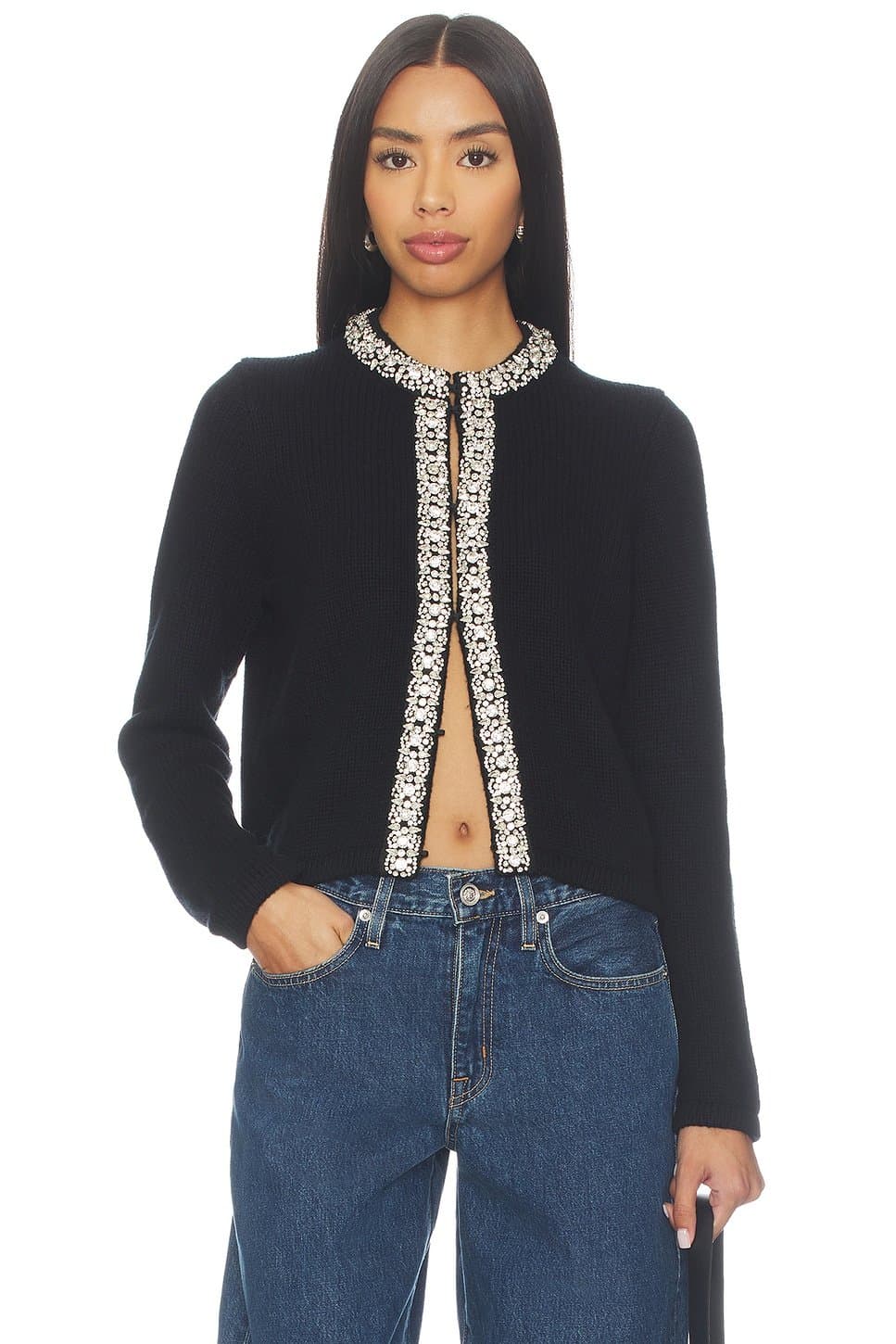 revolve Revolve ba&sh Embellished Cardigan in Black