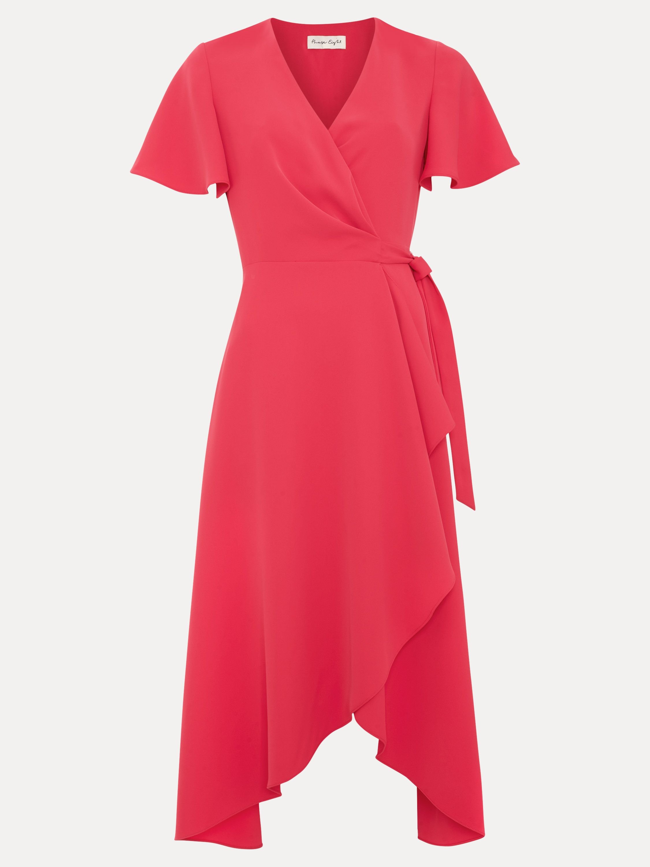Phase Eight Phase Eight Women's Julissa Short Sleeve Wrap Midi Dress in Bright Pink - 2