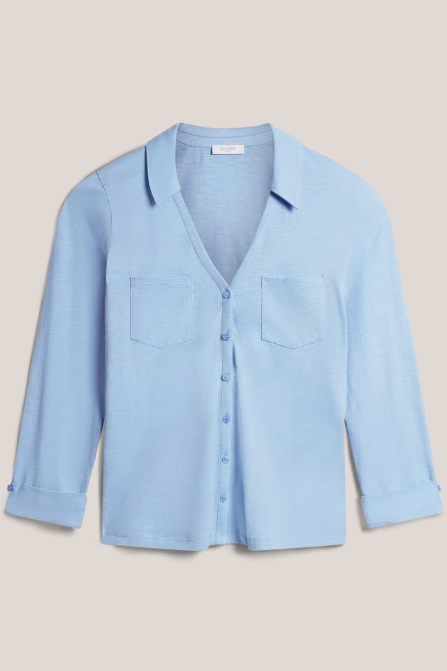 Hobbs London Hobbs London Women's Zariah Slub Shirt in Baby Blue - 2